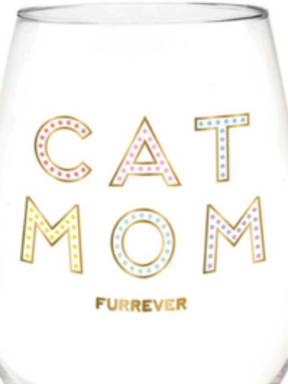Cat Mom Stemless Wine Glass - Gold Lettering - Picture 2 of 2